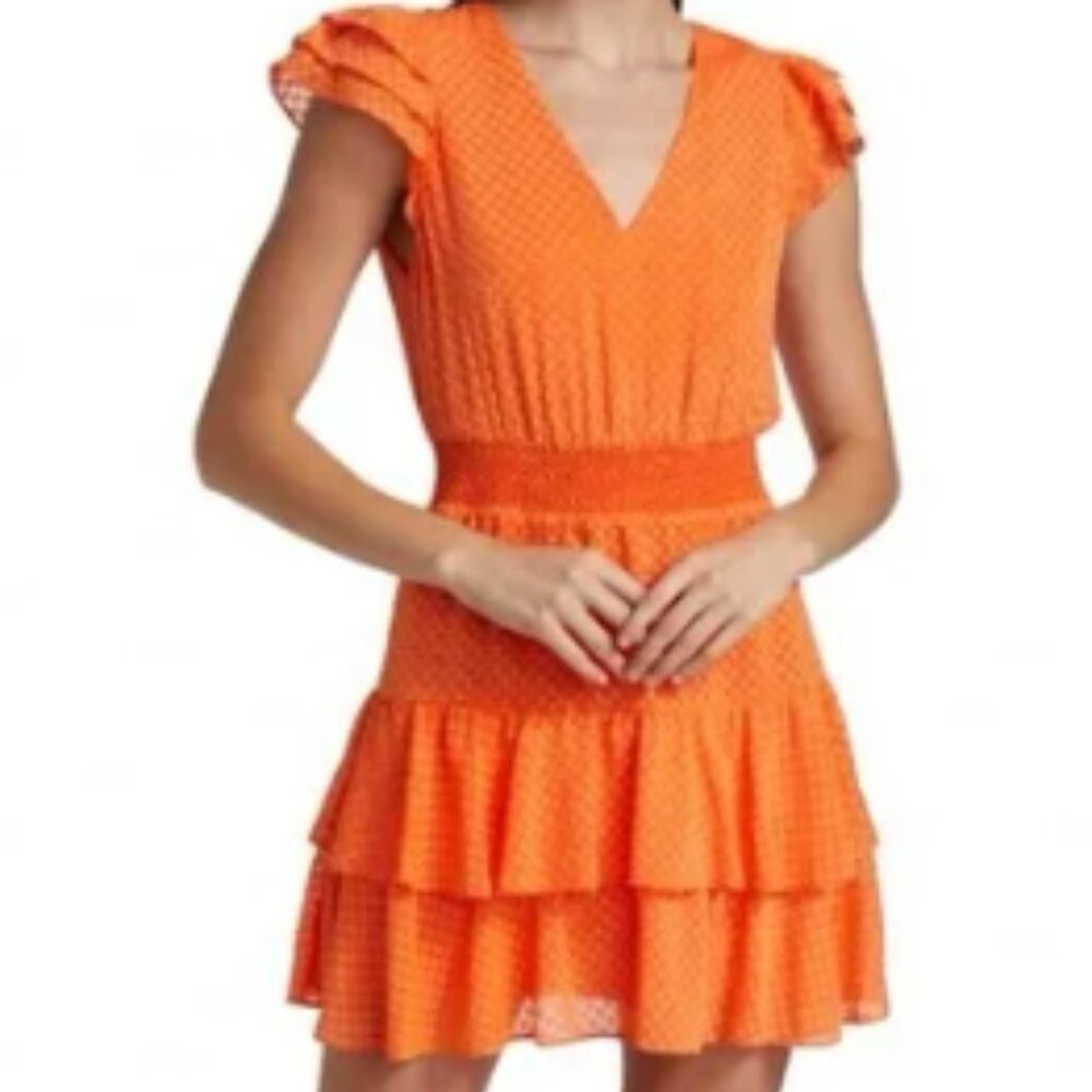ALICE + OLIVIA Orange Markita Tiered Ruffle Dress in Size 8